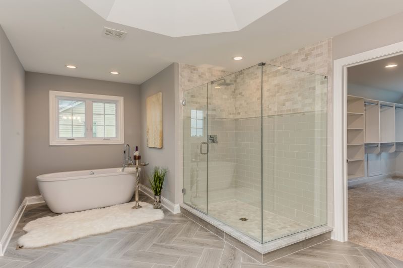 Modern bathroom renovation with freestanding tub